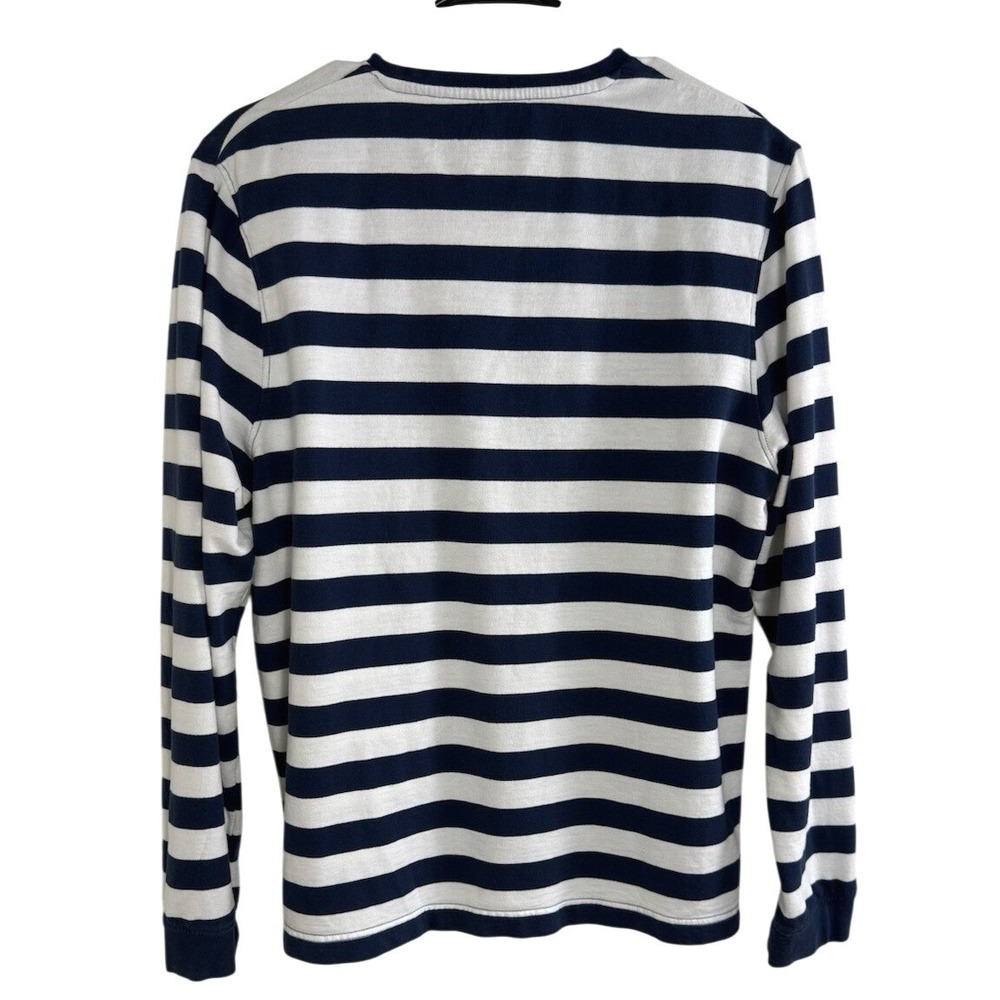 Psycho Bunny Men's Long Sleeve T-Shirt Navy White Striped Size M Crew Neck Logo - Picture 3 of 7